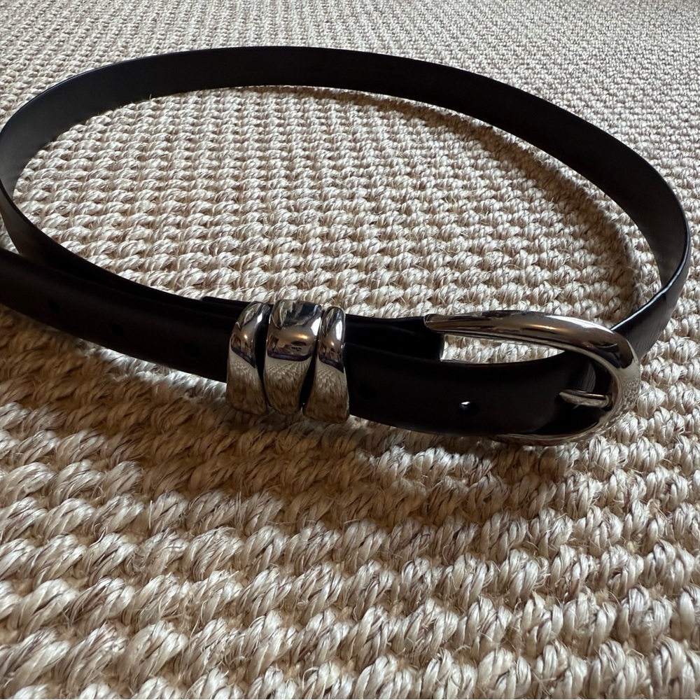 Madewell Triple Metal Keeper Belt. Silver and Black. Size Large